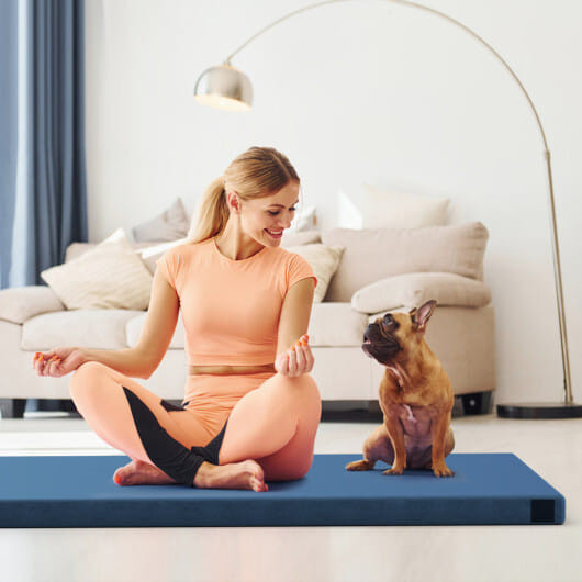 Foldable Camping Mattress with High density foam Cushion and Anti-slip Bottom-Navy