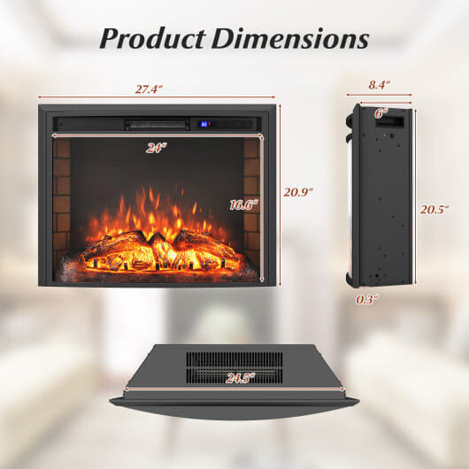 Curved Recessed Electric Fireplace Insert with Remote Control and Overheat Protection-26 Inch