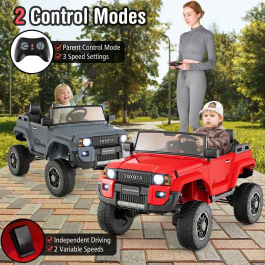 24V 2 Seater Ride on Car 4WD/2WD Switchable for Kids with Remote for Ages 3+-Black