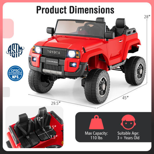 24V 2 Seater Ride on Car 4WD/2WD Switchable for Kids with Remote for Ages 3+-Black