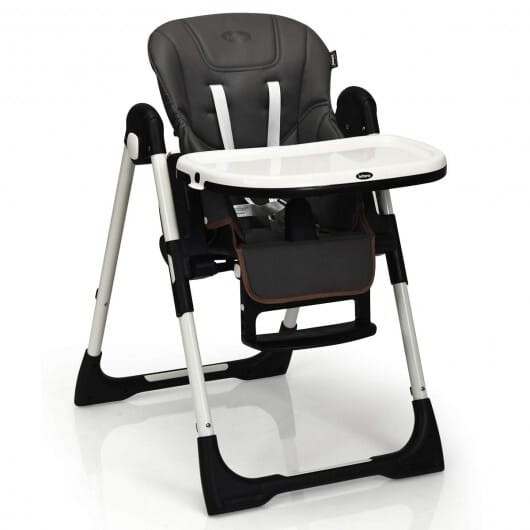 Foldable High chair with Multiple Adjustable Backrest-Black