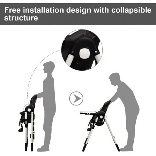 Foldable High chair with Multiple Adjustable Backrest-Black