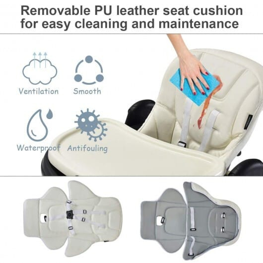 Foldable High chair with Multiple Adjustable Backrest-Black