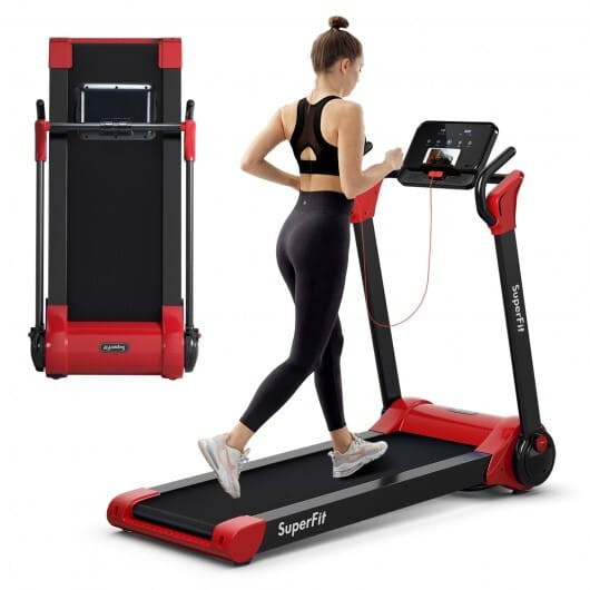 2.25 HP Electric Motorized Folding Running Treadmill Machine with LED Display-White