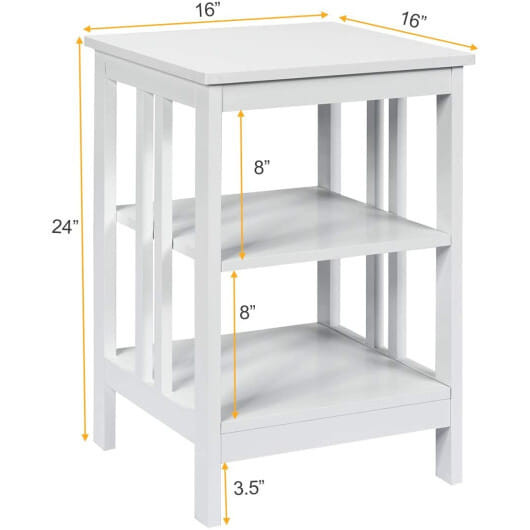 2 Pieces 3-Tier Nightstand with Reinforced Bars and Stable Structure-Dark Brown