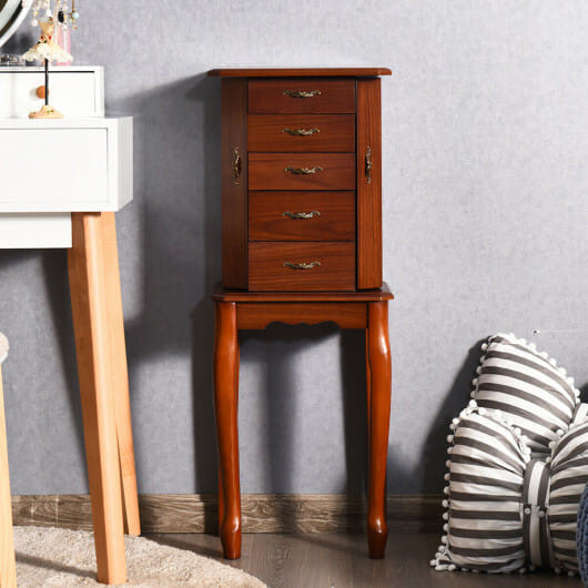 Standing Jewelry Box with 4 Drawers and 2 Side Doors-Black