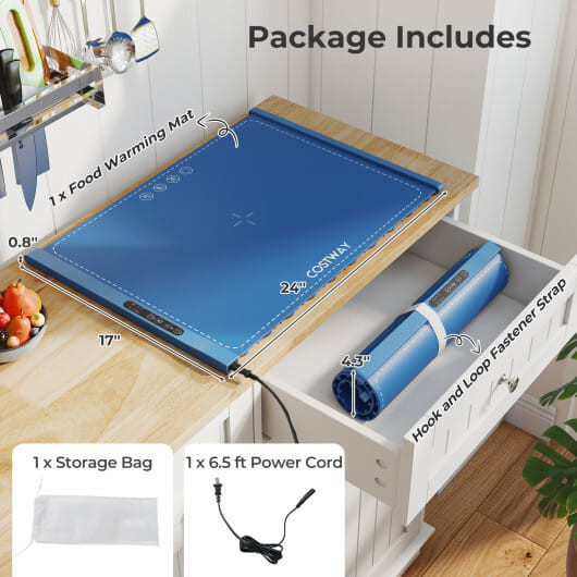 Food Warming Mat Rollable and Portable Electric Warming Tray with Fasting Heating-Gray