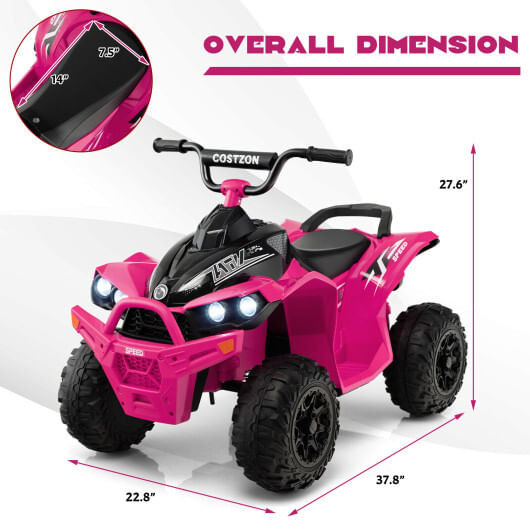 12V Kids Ride On ATV with High/Low Speed and Comfortable Seat-Pink