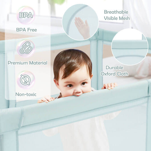 Large Infant Baby Playpen Safety Play Center Yard with 50 Ocean Balls-Gray