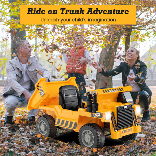 Kids Ride on Dump Truck 12V Ride on Car with Electric Dump Bed-Green