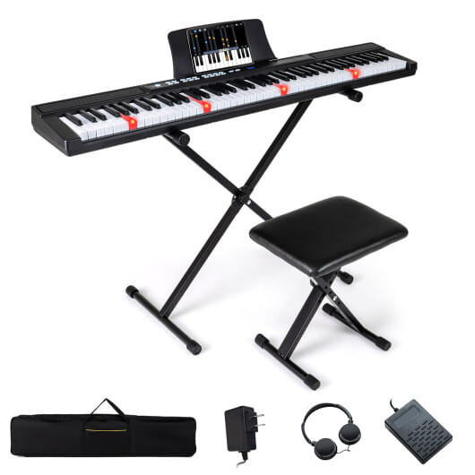 88-Key Electric Piano Keyboard with Adjustable Stand and  Portable Bag-White