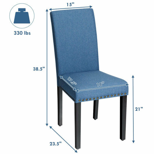 Set of 2 Fabric Upholstered Dining Chairs with Nailhead-Light Gray