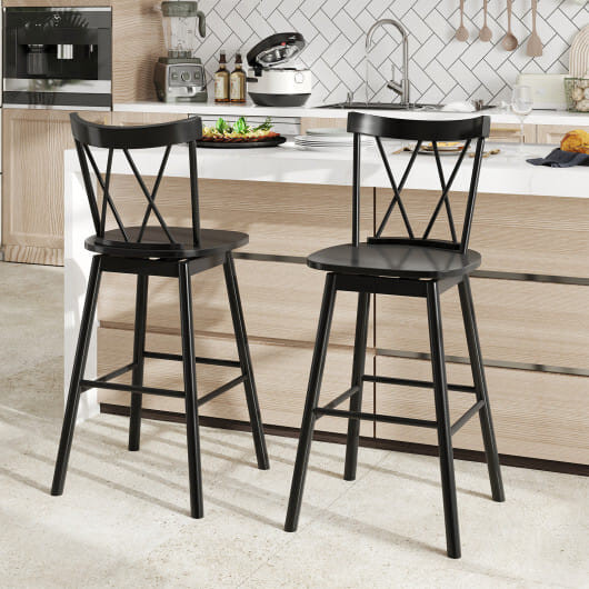 Set of 2 Windsor Bar Stool with Ergonomic Backrest and Footrests-29 inches