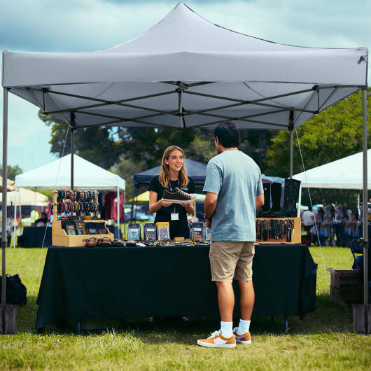 10 x 10 FT Outdoor Pop up Canopy Tent Easy Setup Gazebo Shelter with Wheeled Bag-Pink