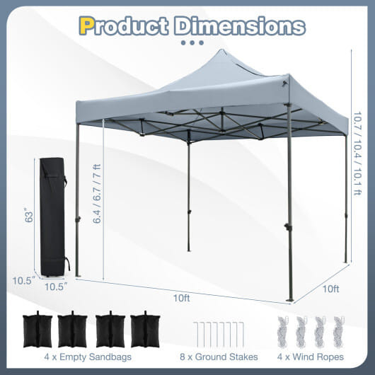 10 x 10 FT Outdoor Pop up Canopy Tent Easy Setup Gazebo Shelter with Wheeled Bag-Pink