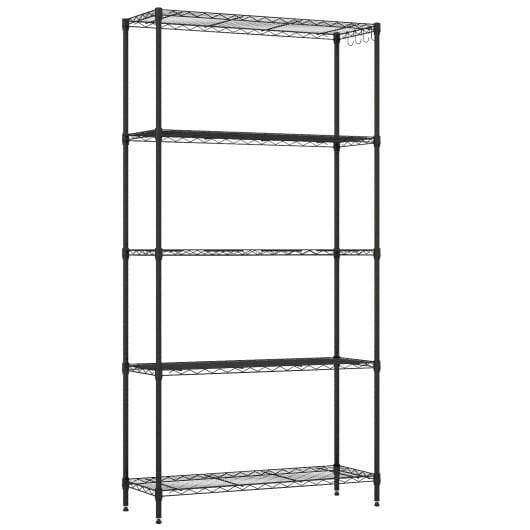5-Tier Metal Storage Shelving Unit with V-Shaped Wire Rack and 1250 LBS Capacity-Black