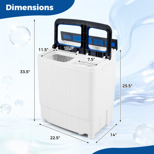 Portable Washing Machine 18 lbs Mini Laundry Machine with 11 LBS Washer-Blue