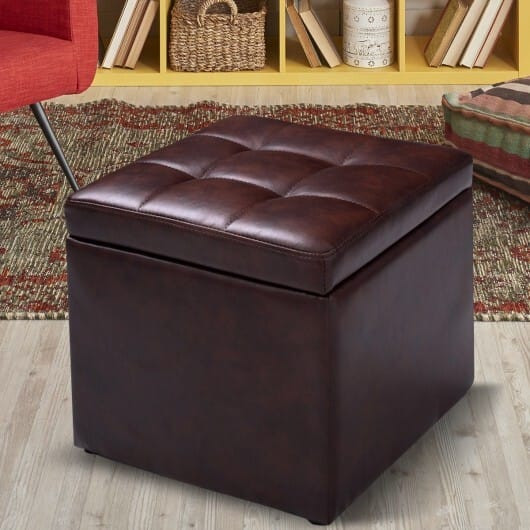 Foldable Cube Ottoman Pouffe Storage Seat-Black