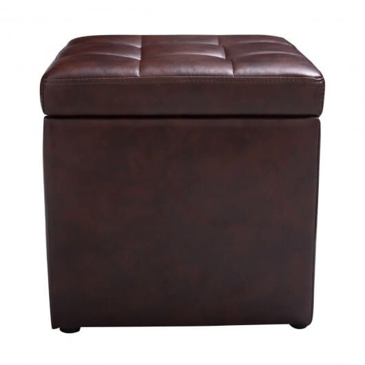 Foldable Cube Ottoman Pouffe Storage Seat-Black