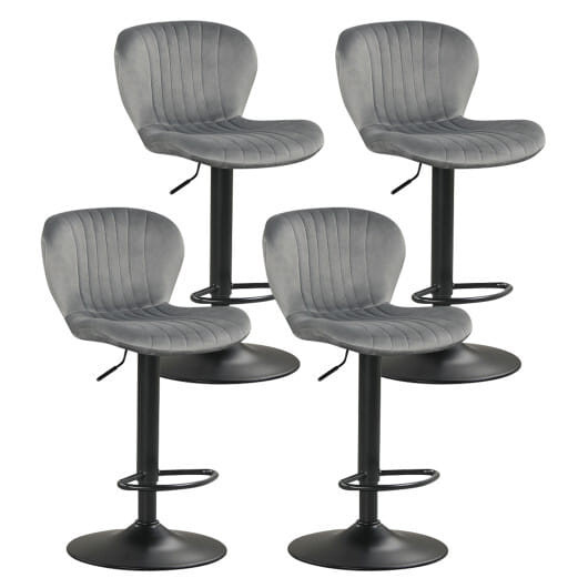 Adjustable Counter Height Chairs Set of 4 with Velvet Upholstered Backrests-Gray