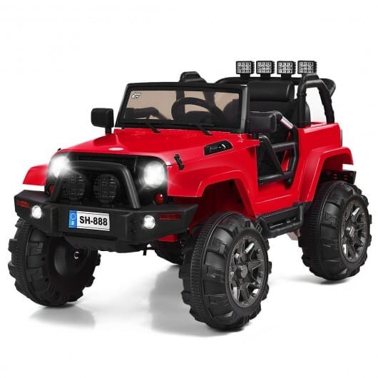 12V Kids Remote Control Riding Truck Car with LED Lights-Black