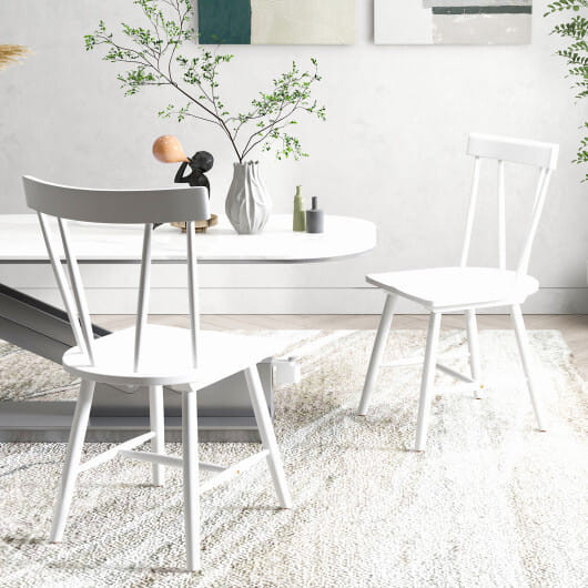 Windsor Style Armless Chairs with Solid Rubber Wood Frame-Natural