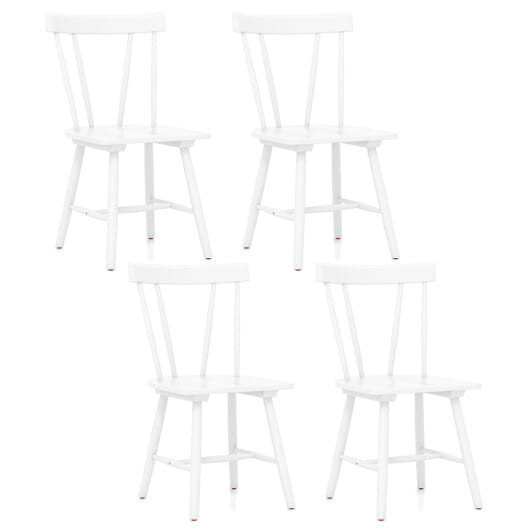 Windsor Style Armless Chairs with Solid Rubber Wood Frame-Natural