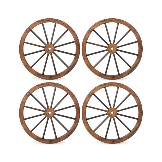 Set of 4 Decorative Wooden Wagon Wheels 30 Inch Vintage Wagon Wheel Wall Decor