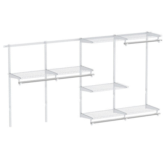 Closet System 4-8 FT Wall-Mounted Closet Shelves and Rod-Gray
