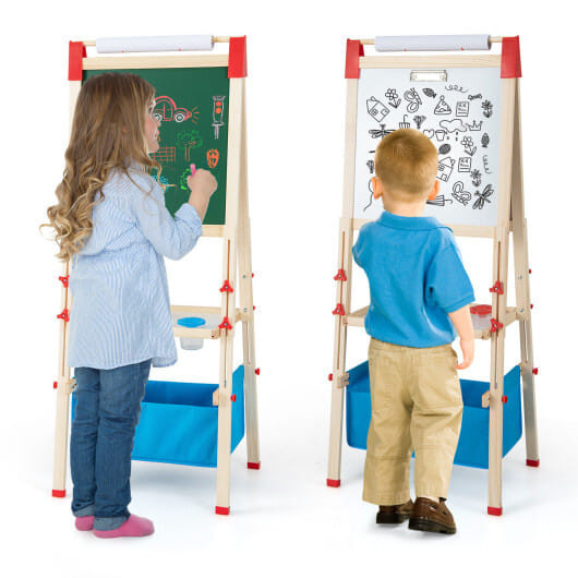3-in-1 Double-Sided Adjustable Kid Easel for 3-8 Years Old Toddlers-Blue