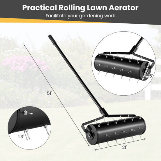18/21 Inch Manual Lawn Aerator with Detachable Handle-18 inches