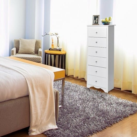 6 Drawers Chest Dresser Clothes Storage Bedroom Furniture Cabinet-White