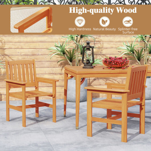 Wooden Patio Chairs Set of 2 with Inclined Backrests 