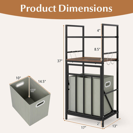 2-Tier Laundry Hamper with Tilt-out Basket-Black