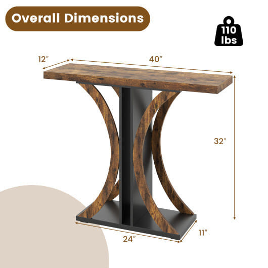 Console Table 39.5 Inch Rectangular Entryway Table with Geometric Frame-Gray