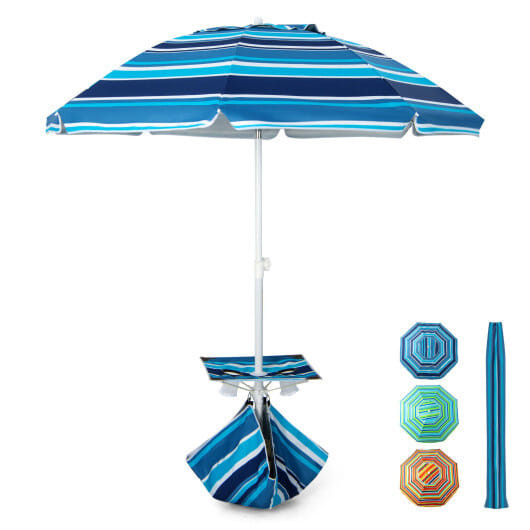 6.5 Feet Patio Beach Umbrella with Waterproof Polyester Fabric-Orange