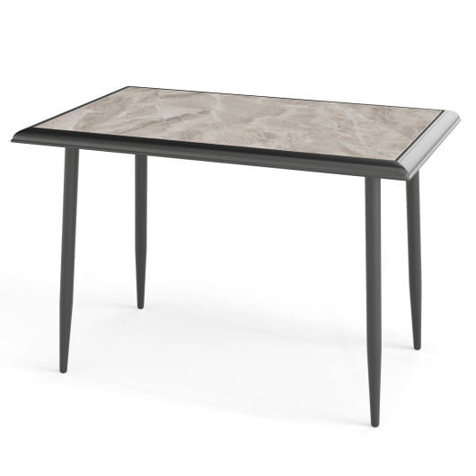 Sintered Stone Dining Table 44" Rectangular Kitchen Table with Metal Frame Indoor Modern Breakfast 