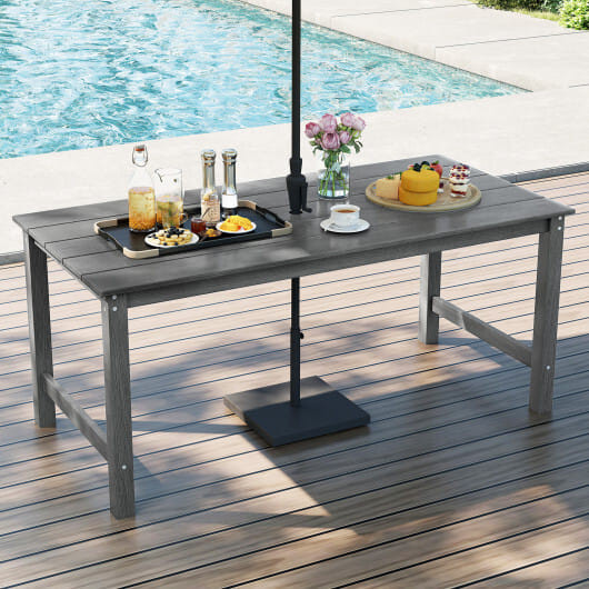 3 Pieces Outdoor Dining Table Set with 2 Benches-Black