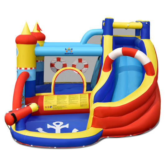 Inflatable Bounce Castle with Slide Climbing Wall and 450W Blower