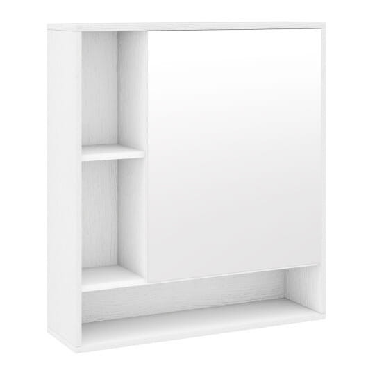 Wall Mounted  Bathroom Cabinet with Mirror Single Door-White