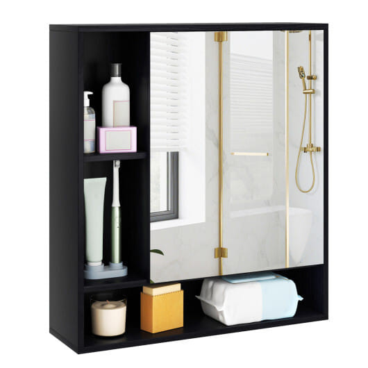 Wall Mounted  Bathroom Cabinet with Mirror Single Door-White