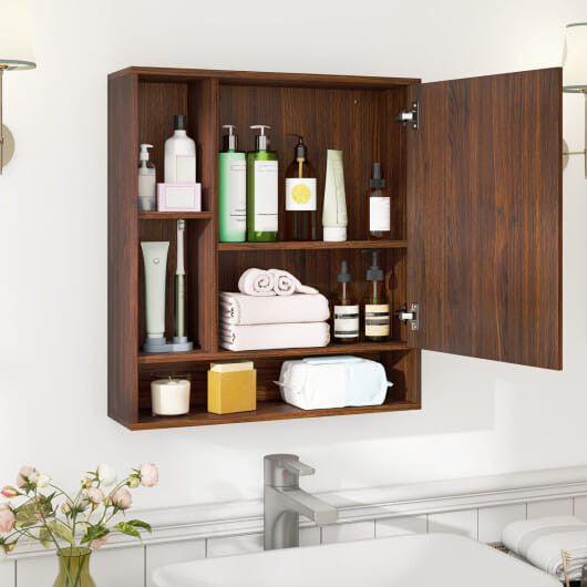 Wall Mounted  Bathroom Cabinet with Mirror Single Door-White