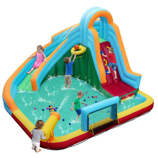 Inflatable Water Slide Park 6-in-1 Giant Bounce House without Blower costway5