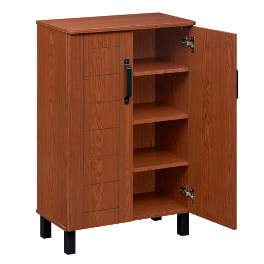 5-Tier Shoe Storage Cabinet Freestanding Wooden Shoe Rack Organizer-Brown