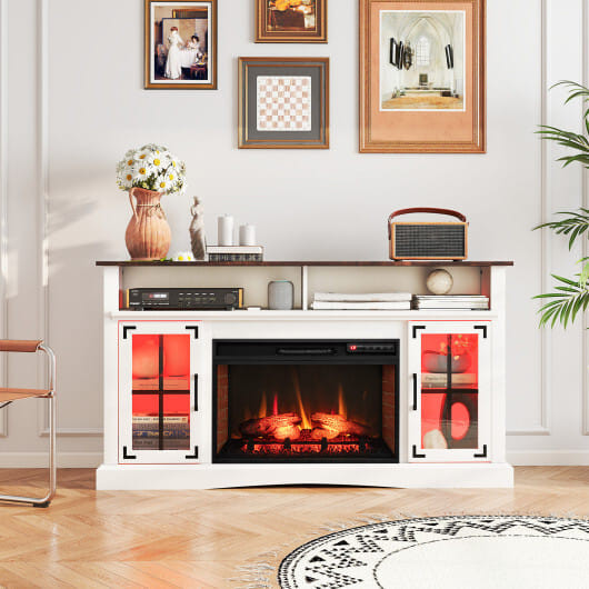 Fireplace TV Stand with Remote Controls and Thermostat for TVs Up to 50 Inch-Black