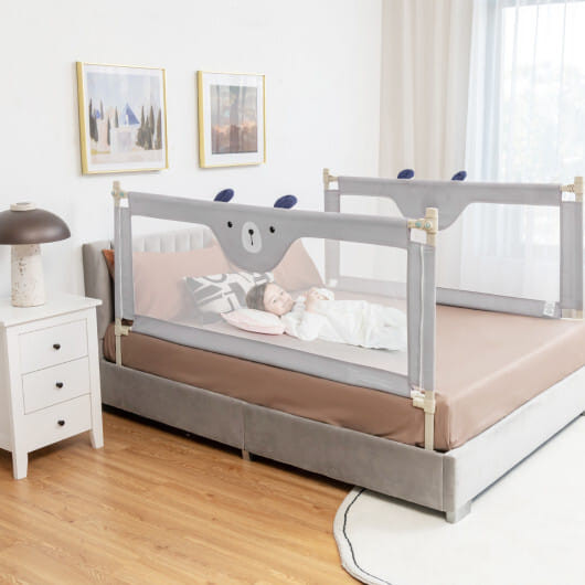 57 Inches Bed Rail for Toddlers with Double Lock-Gray