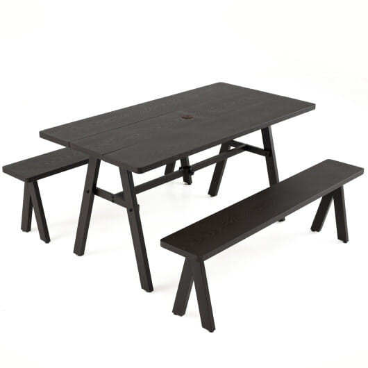 3 Pieces Outdoor Picnic Table and Benches Set for 6 People