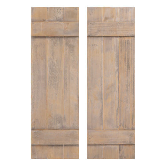 36 x 11 Inch Farmhouse Paulownia Wood Window Shutters Set of 2 for Windows-Dark Gray