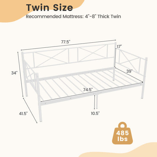 Twin Size Platform Bed with Heavy-duty Metal Slat Support-Black