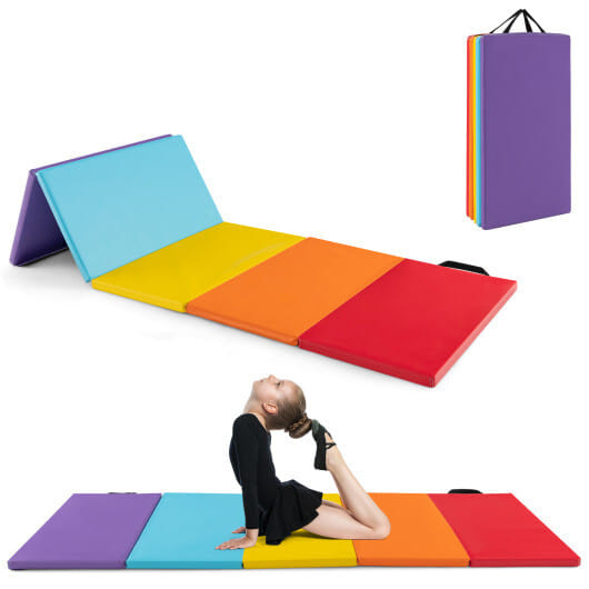 5-Panel Folding Gymnastics Mat for Kids-Red